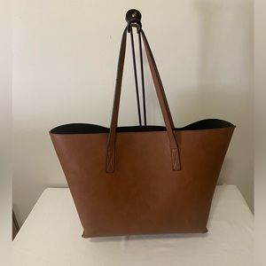 Faux Leather Brownish Colored Large Tote Handbag